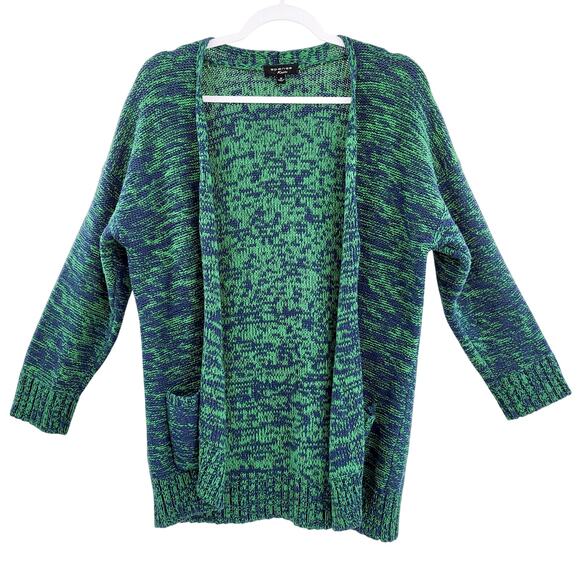 Spense Knits Green & Blue Long-sleeve Open Front Pockets Cardigan Women’s Sz M - Picture 1 of 7